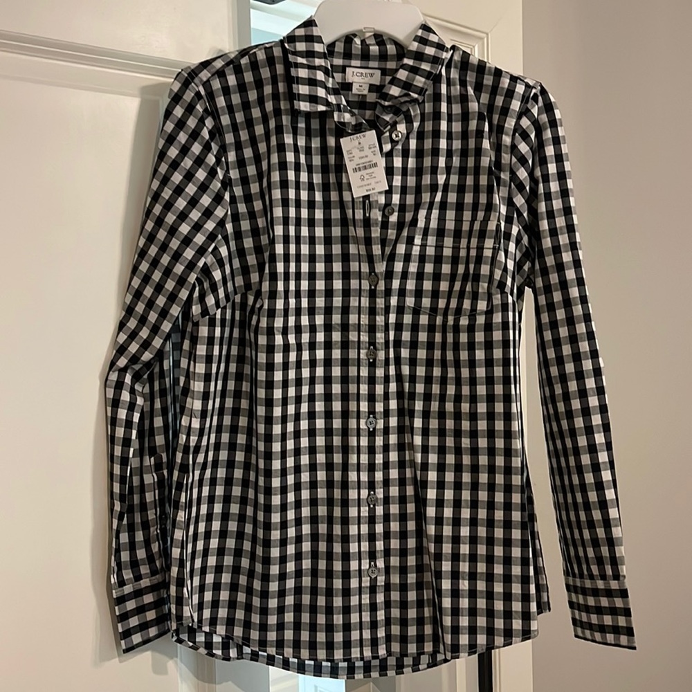 NWT J Crew black and white button down Size M